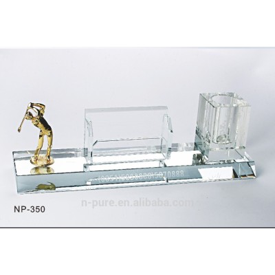 Office Table Set Crystal Pen Holder Set with Clock