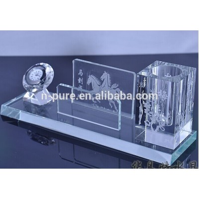 Crystal business gifts office furnishing articles clocks and watches for custom souvenirs