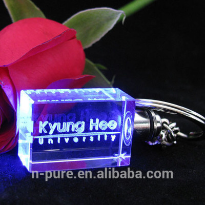 Wholesale K9 3d Laser Crystal Led Keychain For Christmas Souvenir Gifts