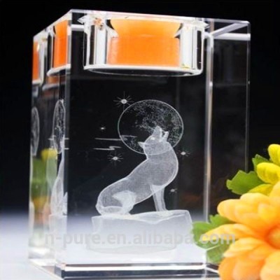 3D Laser Engraved Crystal Candle Holder For Home Decoration