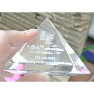 Unique design crystal glass pyramid,custom 3d design crystal pyramid