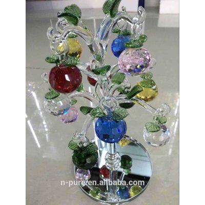 Cheap colorful crystal glass apple tree decorative apple tree for home gift