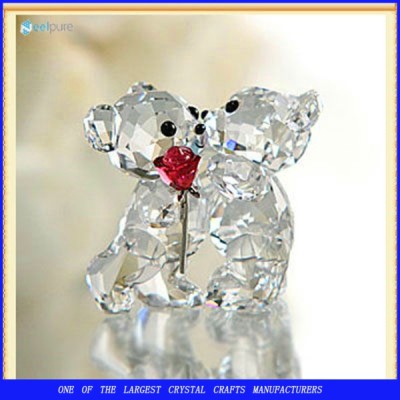 Small Cute Couple Crystal Teddy Bear Gift, Cheap Crystal Couple Bear