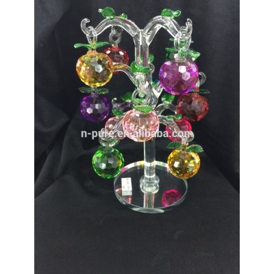 luxury apple k9 colourful crystal apple tree for gift