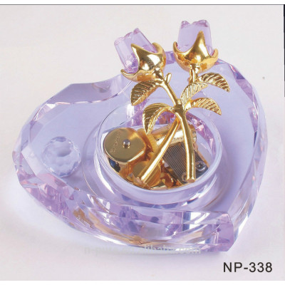 purple pink coloful heart music box glass crystal gifts for decor