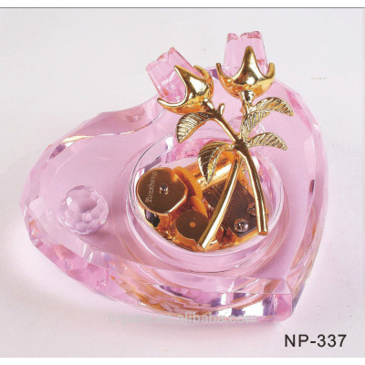 cute rose heart music box glass piano crystal gifts