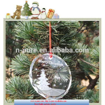 Clear Blank Crystal Glass Christmas Ornament With Customized Logo