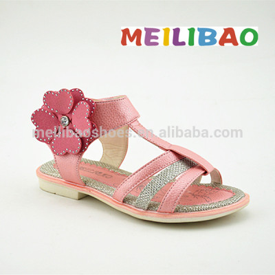 Flower Printed Female Flat Sandals with PU Leather