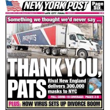 A Million N95 Masks delivered from China to Boston, USA by New England Patriots' Plane.