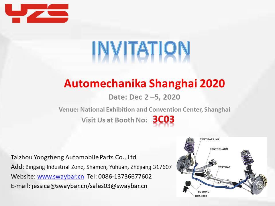 Welcome to our Booth # 3C03 in the coming AUTOMECHANIKA SHANGHAI on Dec 2 to 5, 2020