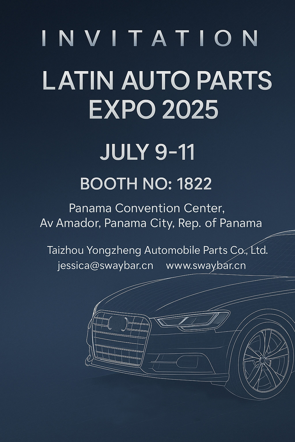 We cordially invite you to attend Panama's largest auto parts expo next month.