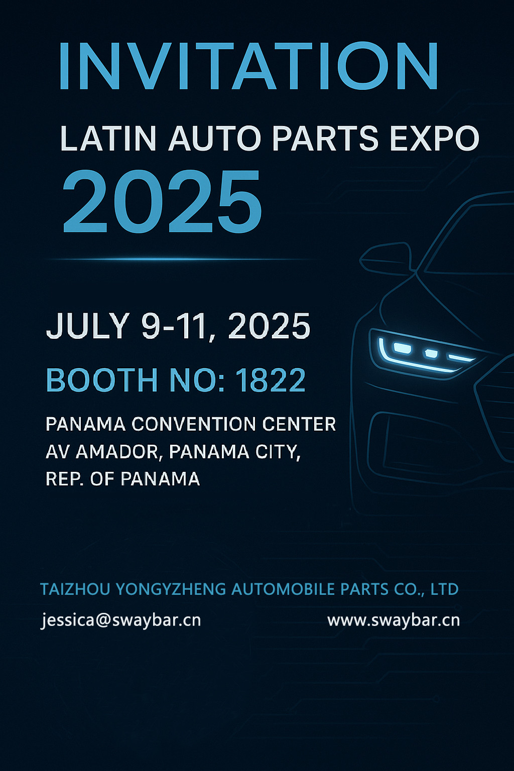 We cordially invite you to attend Panama's largest auto parts expo next week