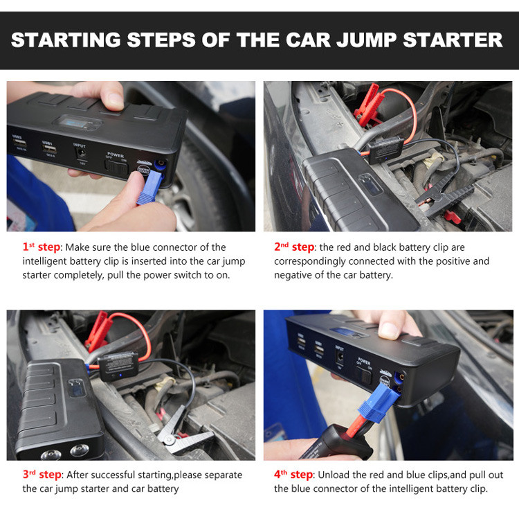 Starting steps of the car jump starter