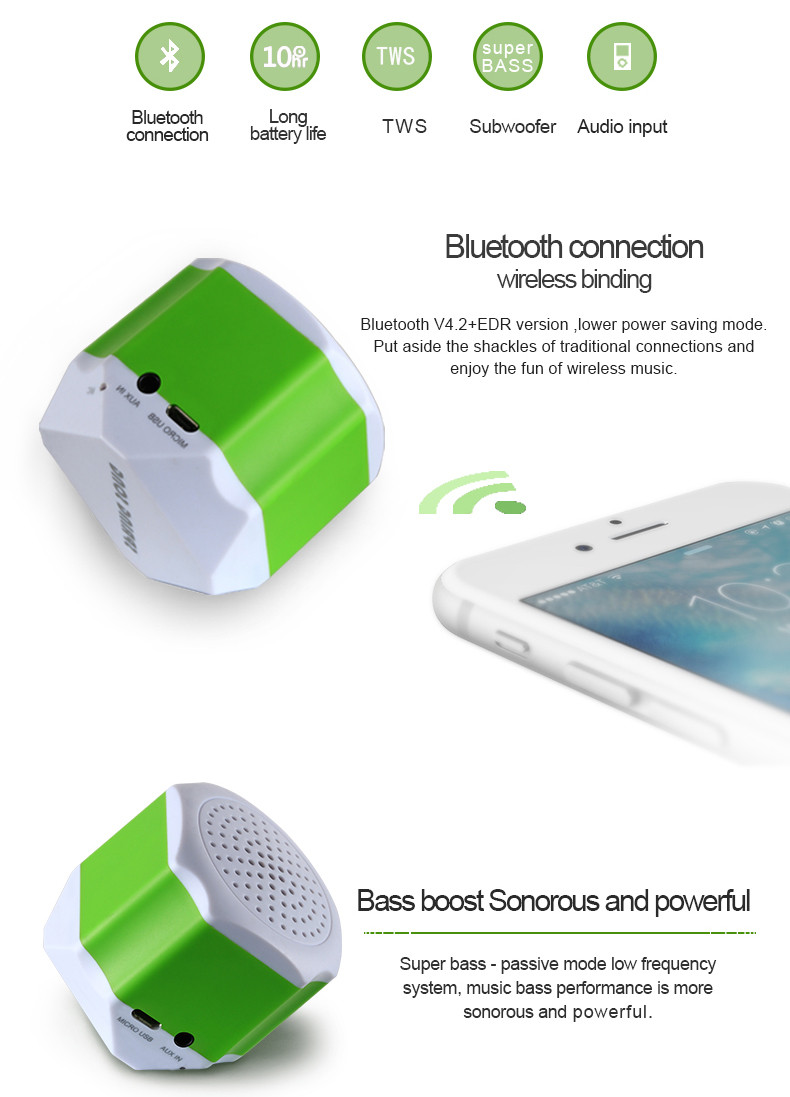Bluetooth V4.2+EDR version ,lower power saving mode. Put aside the shackles of traditional connections and enjoy the fun of wireless music. 