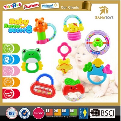 Shantou Chenghai ICTI baby toy hanging bell plastic rings baby rattle