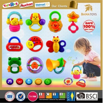 10 PCS Funny animal plastic baby rattle toy set