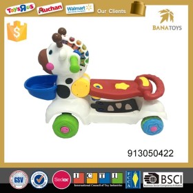 Plastic animal Toddlers step stool baby trolley walker bicycle sit foot pedal scooter with light and music