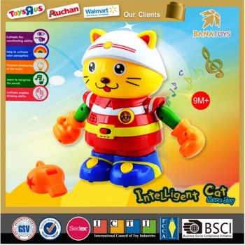 Plastic funny multifunctional Electric toy cat with light and music battery not included