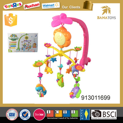 Music plastic cartoon flower Mobile Happytime Baby Rattle Crib Rotate Bed Bell with Music