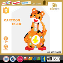 Plastic kids cute cartoon tiger with music sound colorful light and wheels toy battery not included