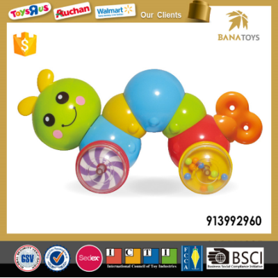 Colorful Plastic caterpillar Retractable toy with wheel for kids