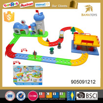 Electric toy race track with aid and gas station