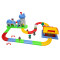 Electric toy race track with aid and gas station