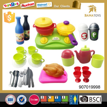 Pretend funny children play kitchen cooking play set