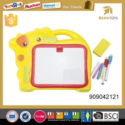 Plastic cartoon cow shape kids drawing board with pen set with plate rub