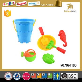 Colorful sand beach bucket toy with 6 pcs accessory