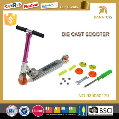 Funny kid game toys die cast mini scooter with tool