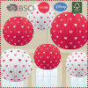Red & White Heart Patterned Hanging Paper Lantern