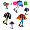 Whimsical Halloween Honeycomb Witches with Feet Socks and Black Boots