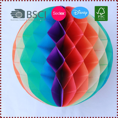 30cm Multicolor Tissue Paper Rainbow Honeycomb Ball