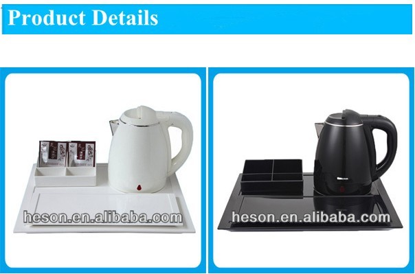 hotel kettle/hotel guest room product double shell 1.2L electric kettle with welcome tray set/pink electric kettle