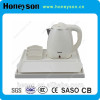 A-K12 hotel amenity Black or white electric plastic kettle with melamine tray set