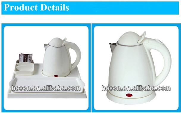 stainless steel hotel supplies/hotel kettle tray set plastic/electric kettle with tray set,plastic electric kettle set
