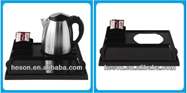 Hotel products/hotel electric kettle with welcome trays/hotel kettle tray set plastic