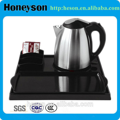 hotel products 1.2L electric kettle with coffee trays for hotel guest room/electric kettle with teapot set