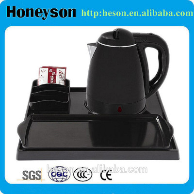 hotel amenity electrical kettle pot with welcome tray set for guest roomelectric pot with thermostat control/
