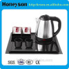 hotel room guest supplies stainless steel electric kettle with amenity tray set for guest room/mini stainless steel electric ket