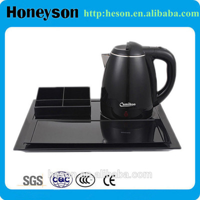 small stainless steel electric kettle/hotel electric kettle set/electric kettle with tray set