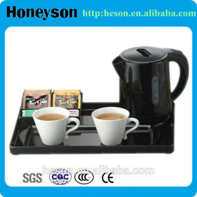 Hotel amenity tray set with water boiler