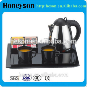 Hotel hospitality electric stainless steel kettle with tray set