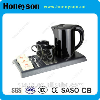1.2L Hotel electric kettle(double-shell) with tray set melamine tray sets