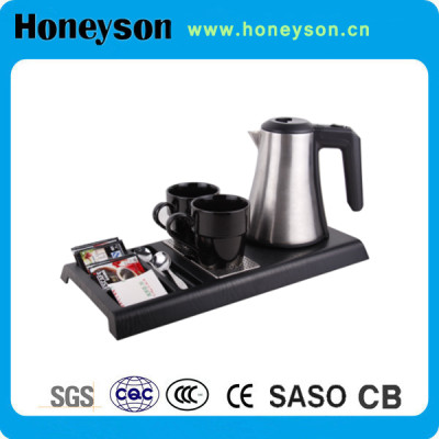 Honeyson hotel electric kettle with tray set for hotel supplies