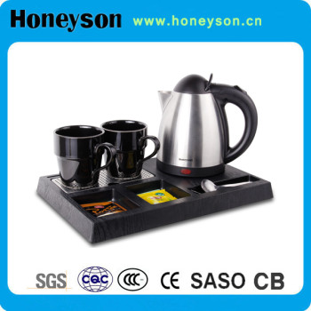 Stainless steel electric kettle with tray set for hotel use
