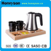 wholesale stainless steel kettle wooden serving tray set wooden tray