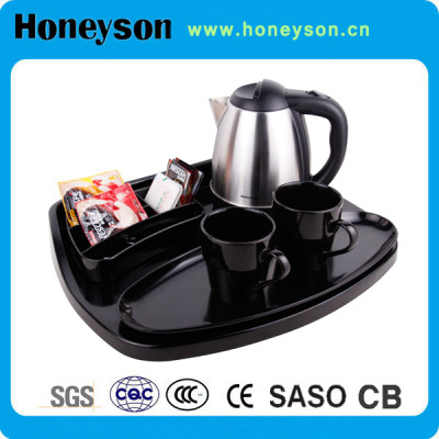 1.2L Stainless steel electric kettle with melamine tray set hotel supplier