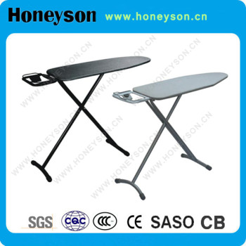 Hotel high adjustable T leg folding ironing board with iron rest